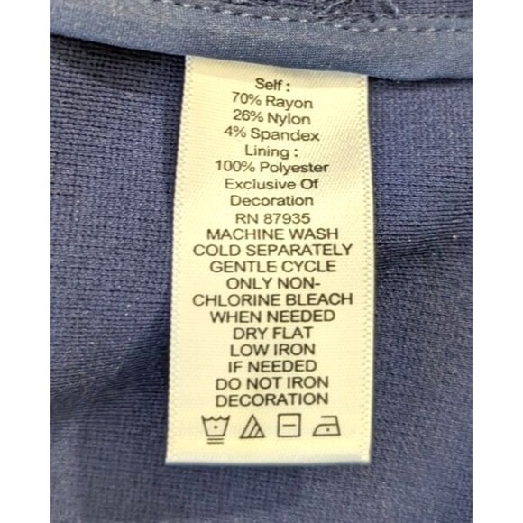 Susan Graver Size 12 Ponte Knit Blue Blazer with Black Faux Leather Trim Career - Picture 6 of 16